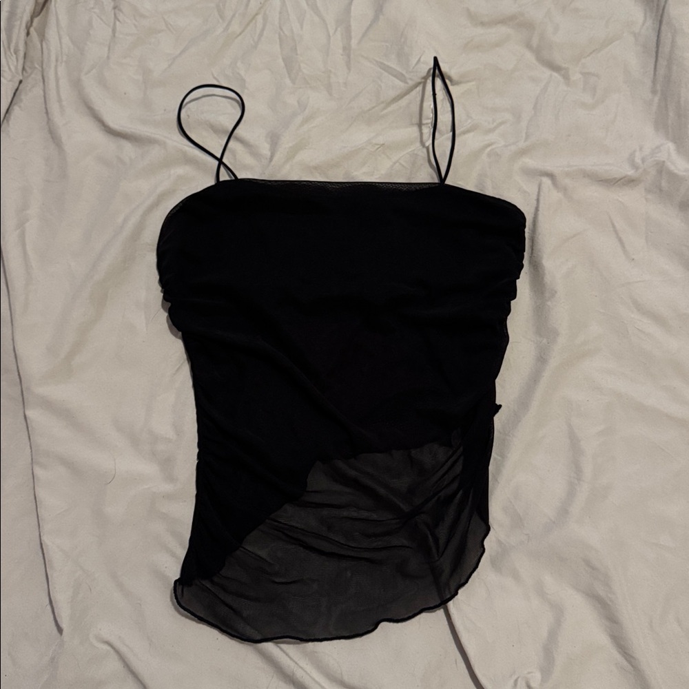 SHEIN Black Sheer Spaghetti Strap Top